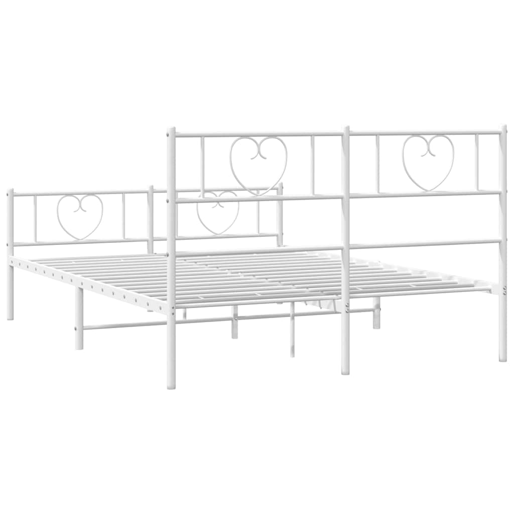 Metal Bed Frame without Mattress with Footboard White 150x200cm