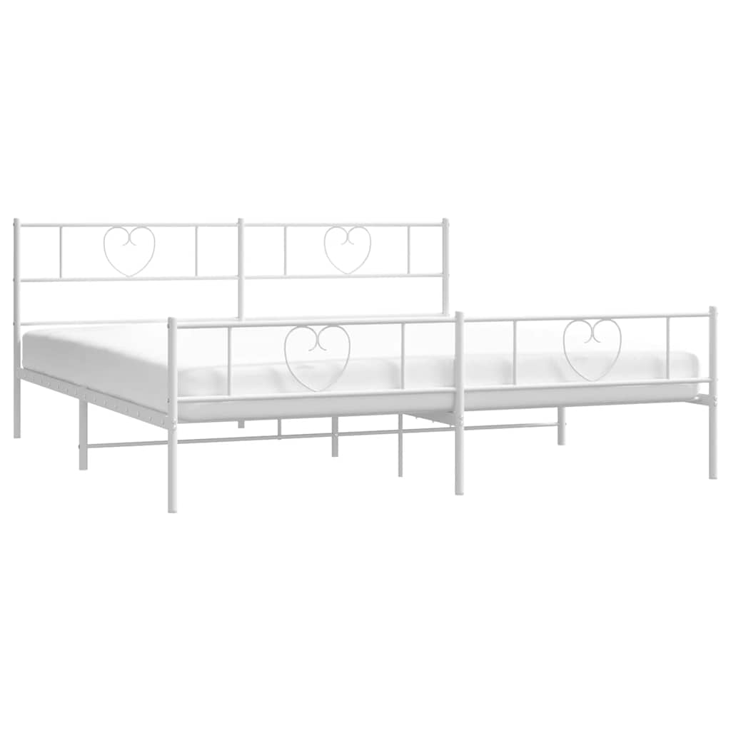 Metal Bed Frame without Mattress with Footboard White 193x203cm