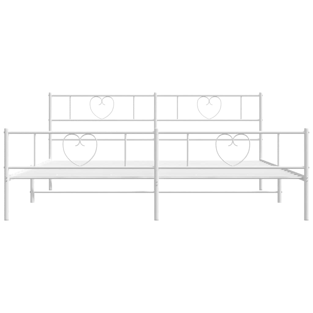 Metal Bed Frame without Mattress with Footboard White 193x203cm
