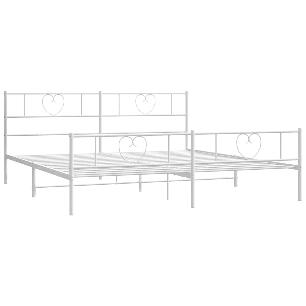 Metal Bed Frame without Mattress with Footboard White 193x203cm