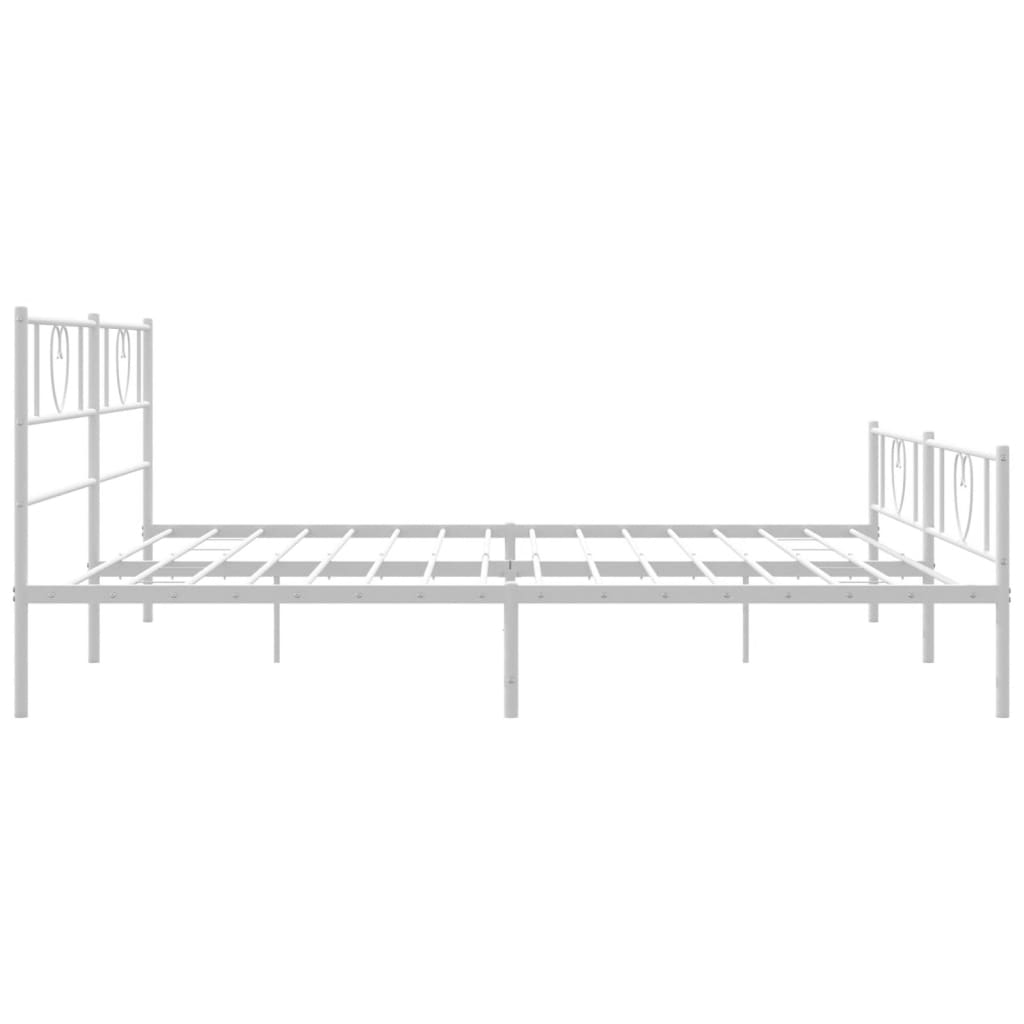 Metal Bed Frame without Mattress with Footboard White 200x200cm