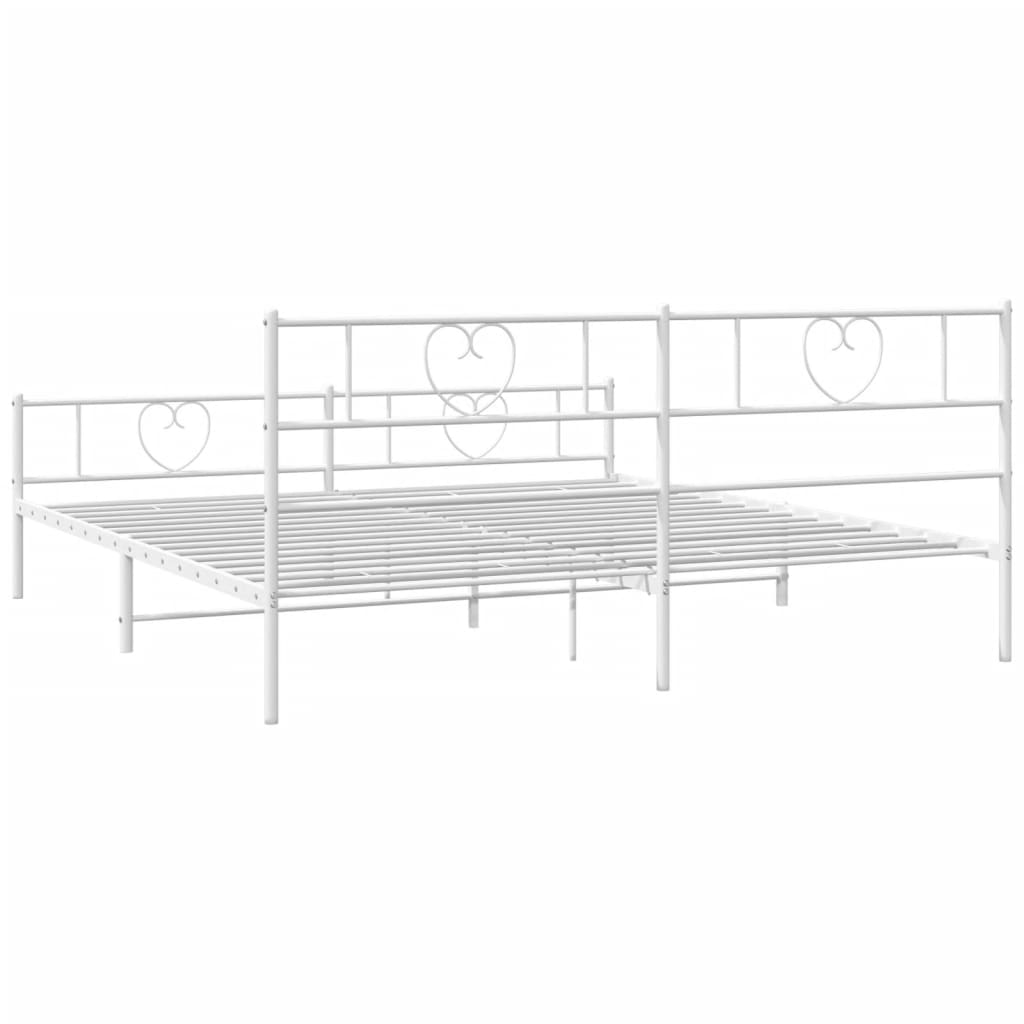 Metal Bed Frame without Mattress with Footboard White 200x200cm