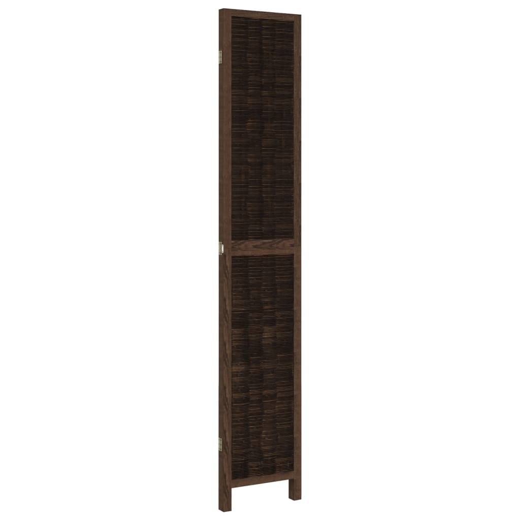Room Divider 3 Panels Dark Brown Solid Wood Paulownia