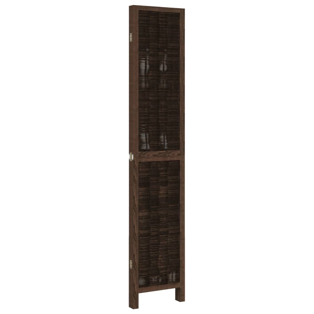 Room Divider 4 Panels Dark Brown Solid Wood Paulownia