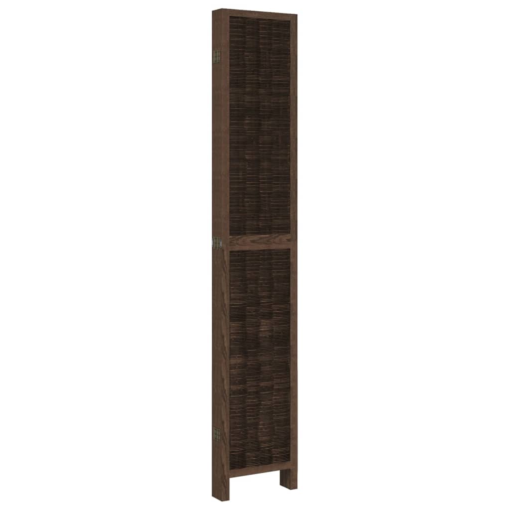Room Divider 6 Panels Dark Brown Solid Wood Paulownia
