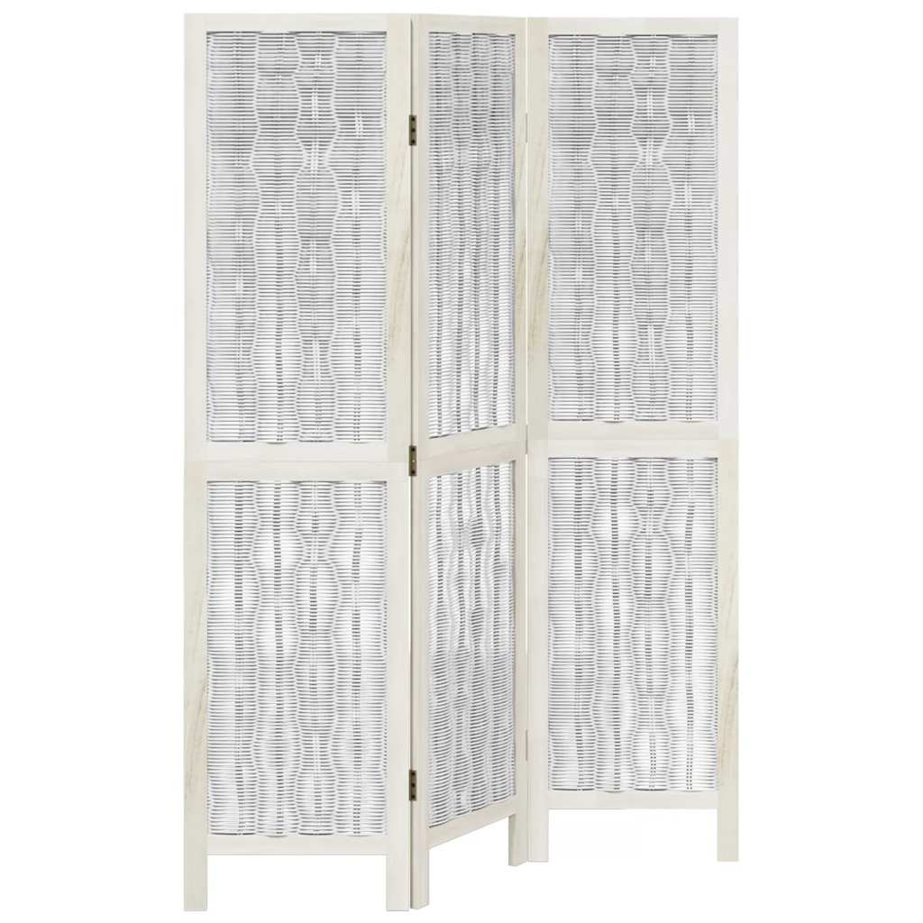 Room Divider 3 Panels White Solid Wood Paulownia