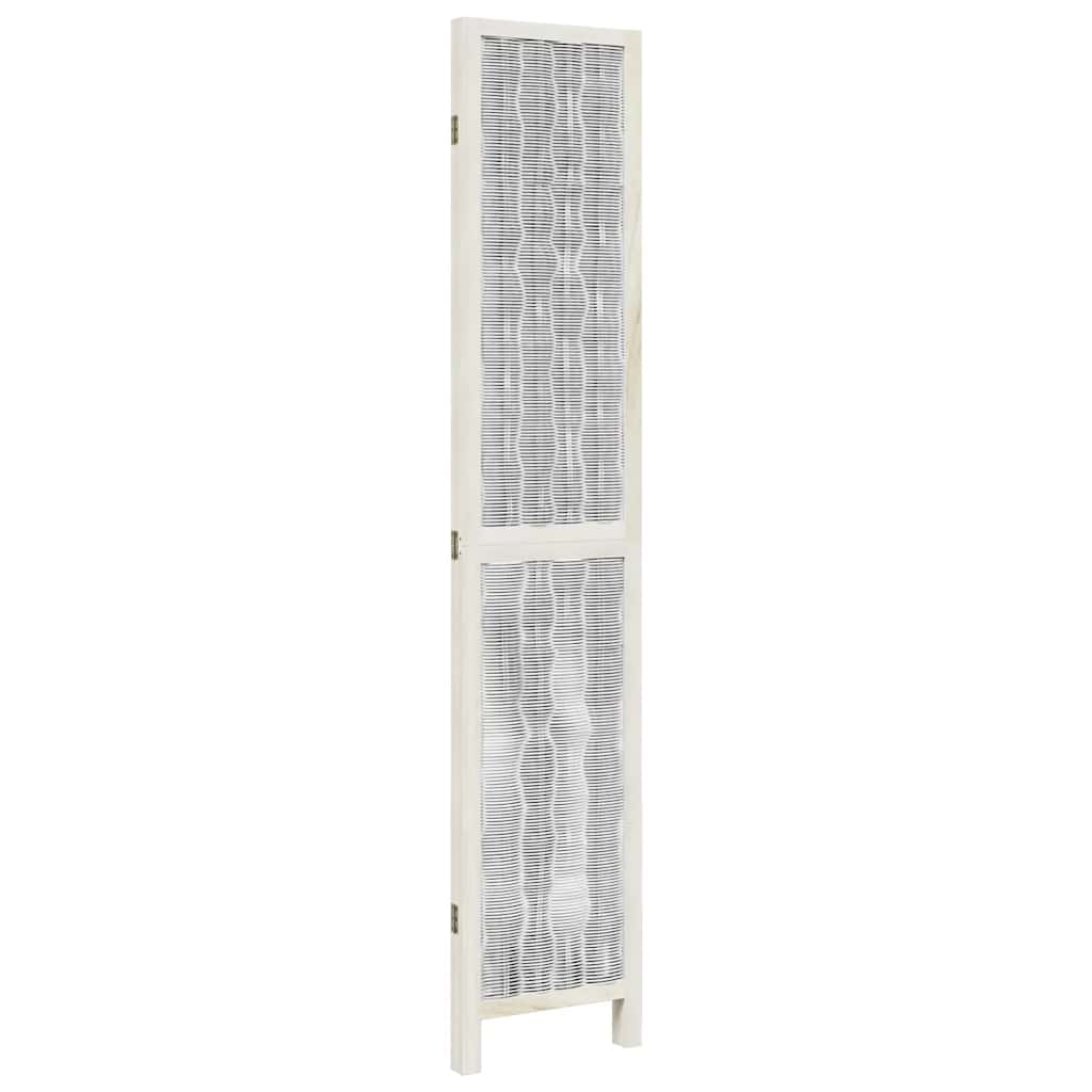 Room Divider 3 Panels White Solid Wood Paulownia