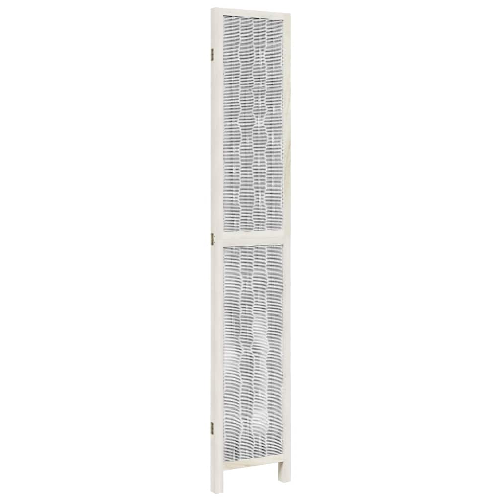Room Divider 3 Panels White Solid Wood Paulownia