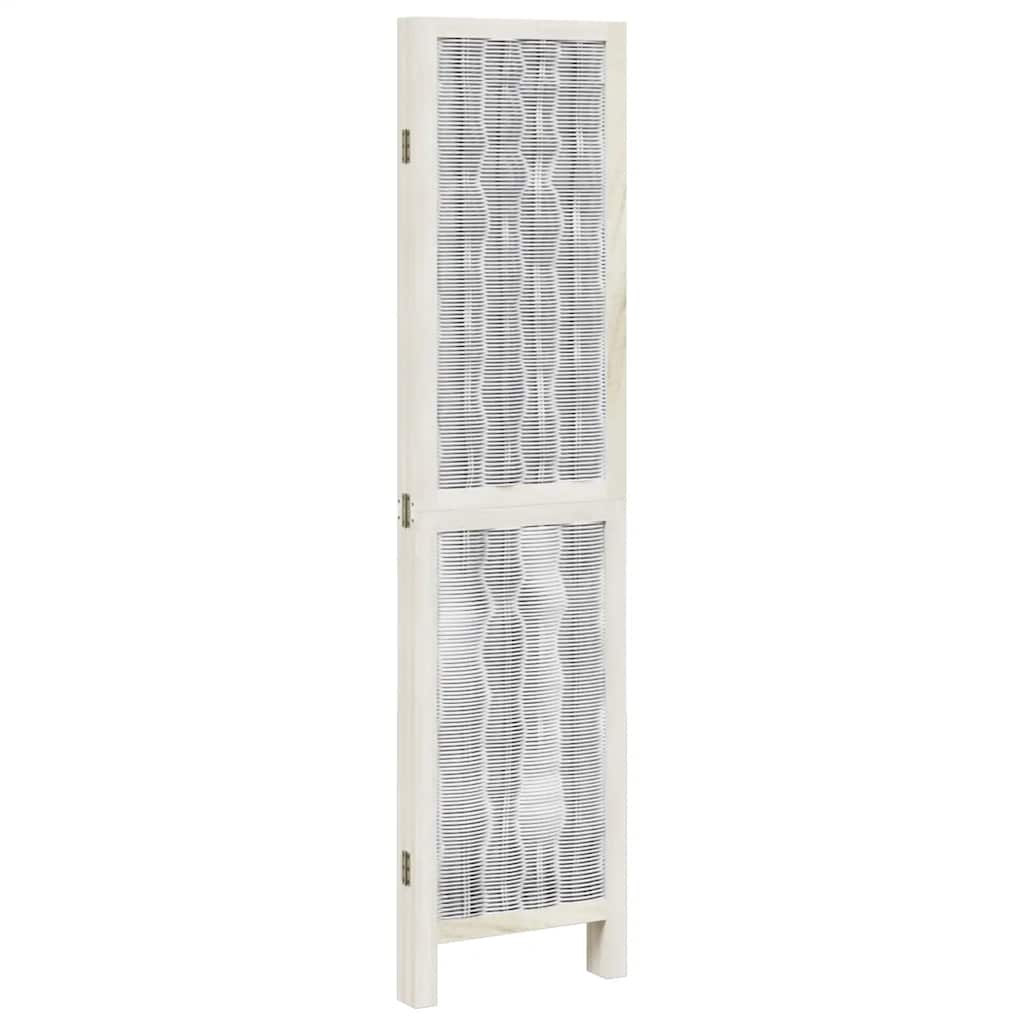 Room Divider 4 Panels White Solid Wood Paulownia