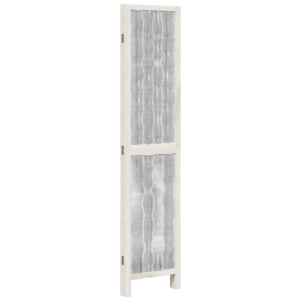 Room Divider 4 Panels White Solid Wood Paulownia
