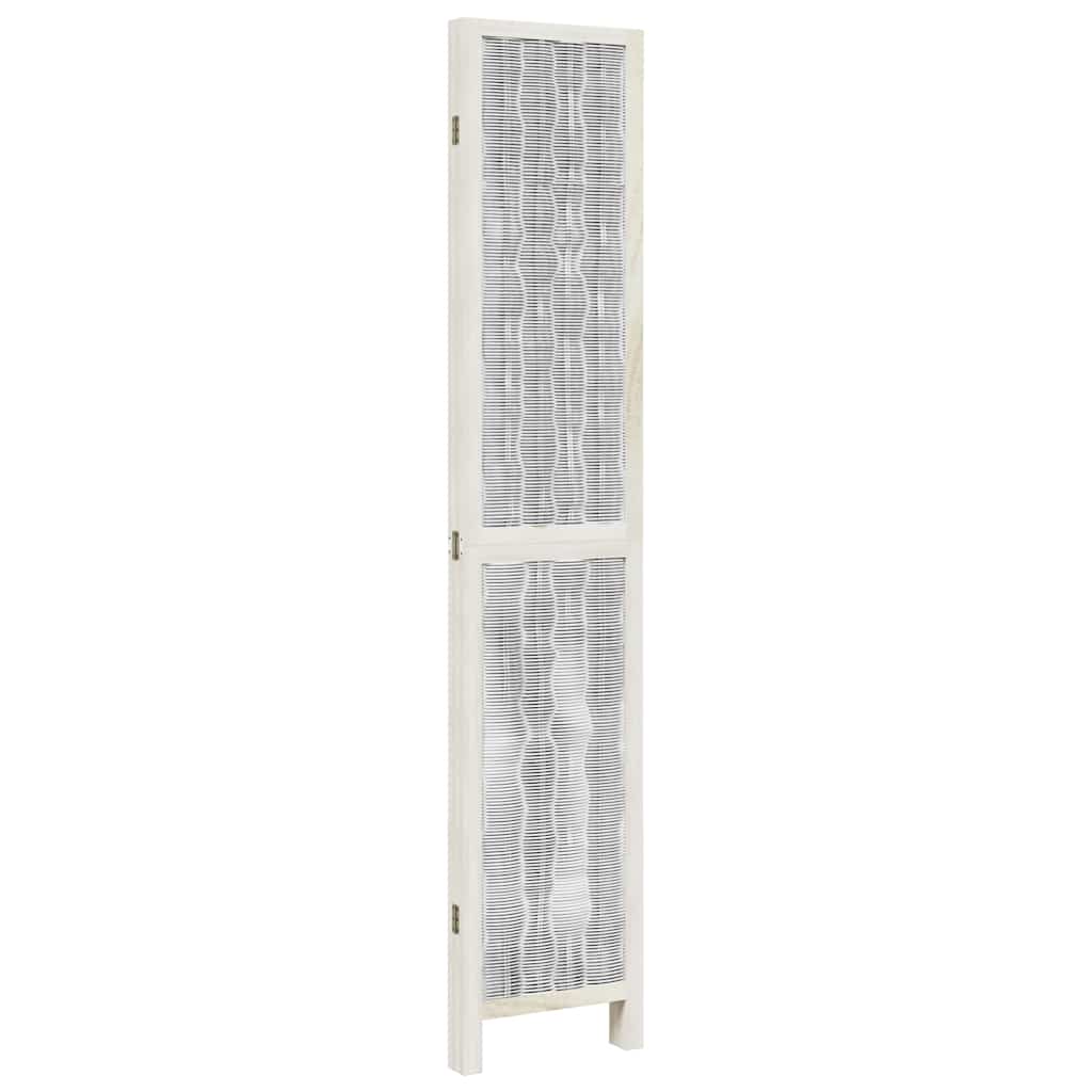 Room Divider 4 Panels White Solid Wood Paulownia