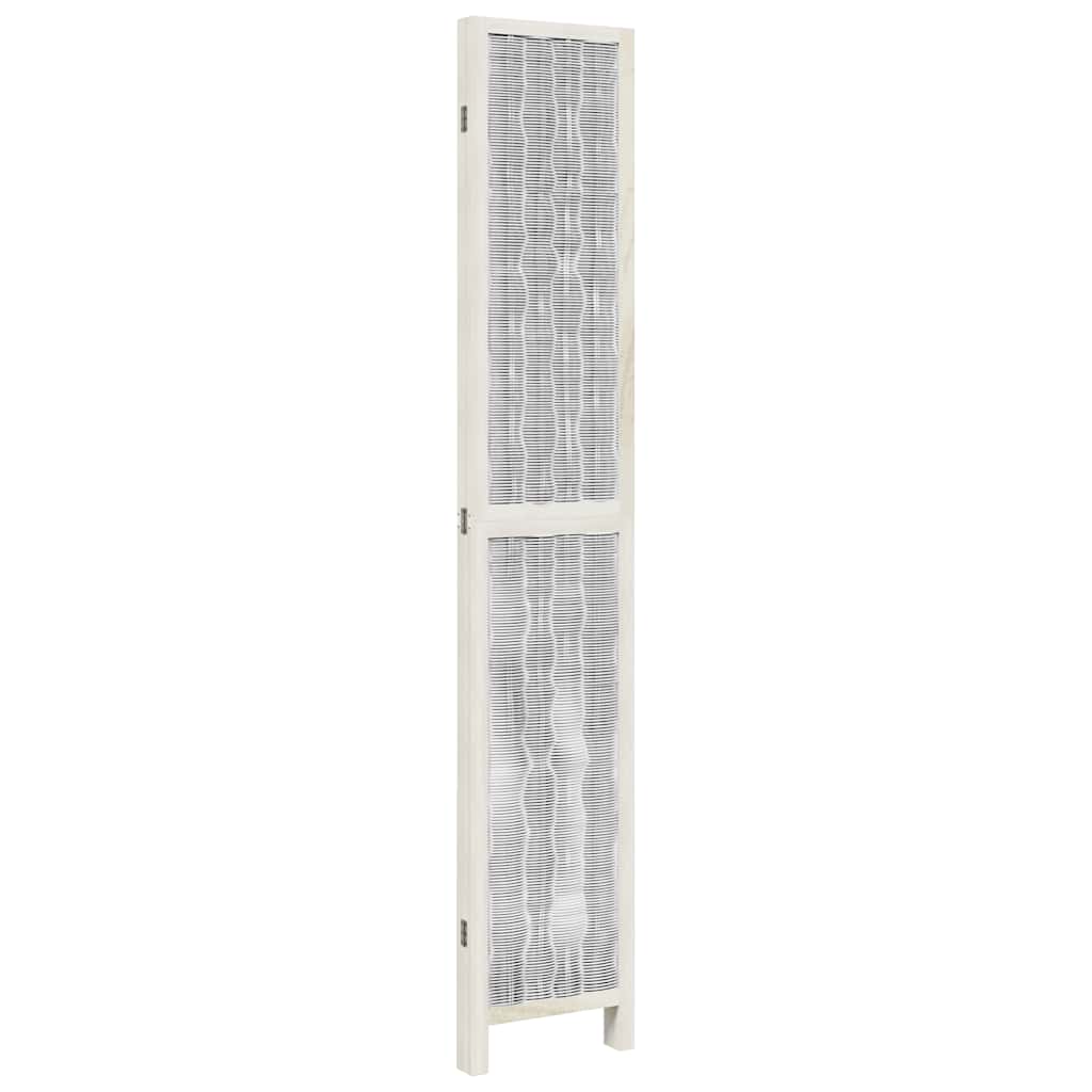 Room Divider 4 Panels White Solid Wood Paulownia