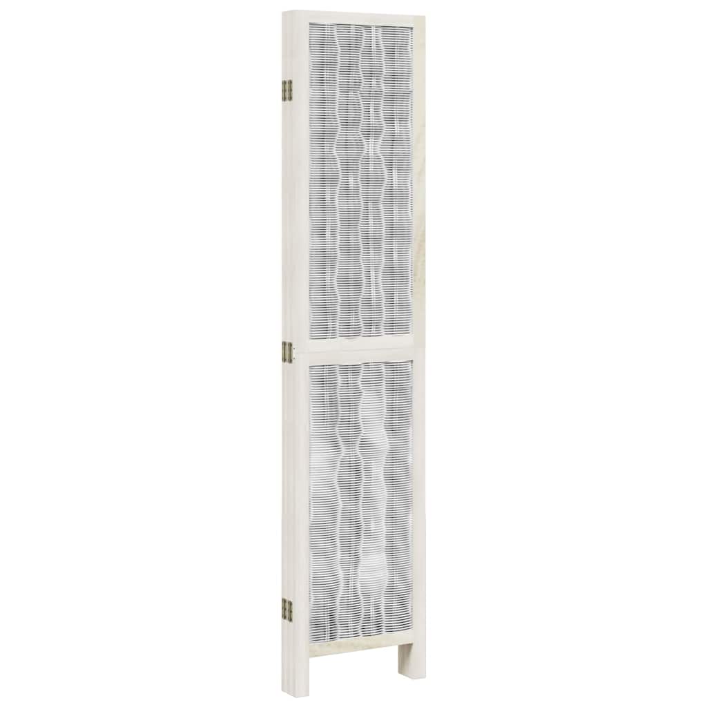 Room Divider 5 Panels White Solid Wood Paulownia