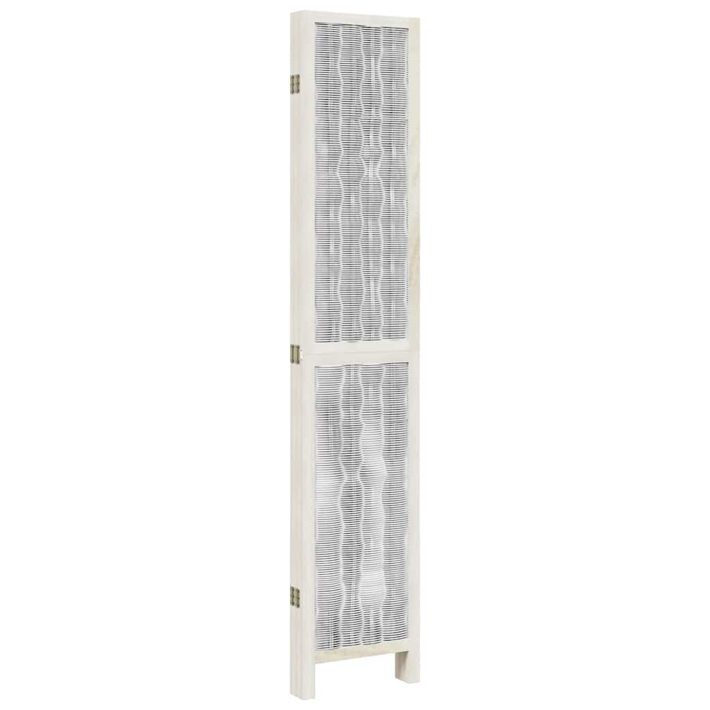 Room Divider 5 Panels White Solid Wood Paulownia