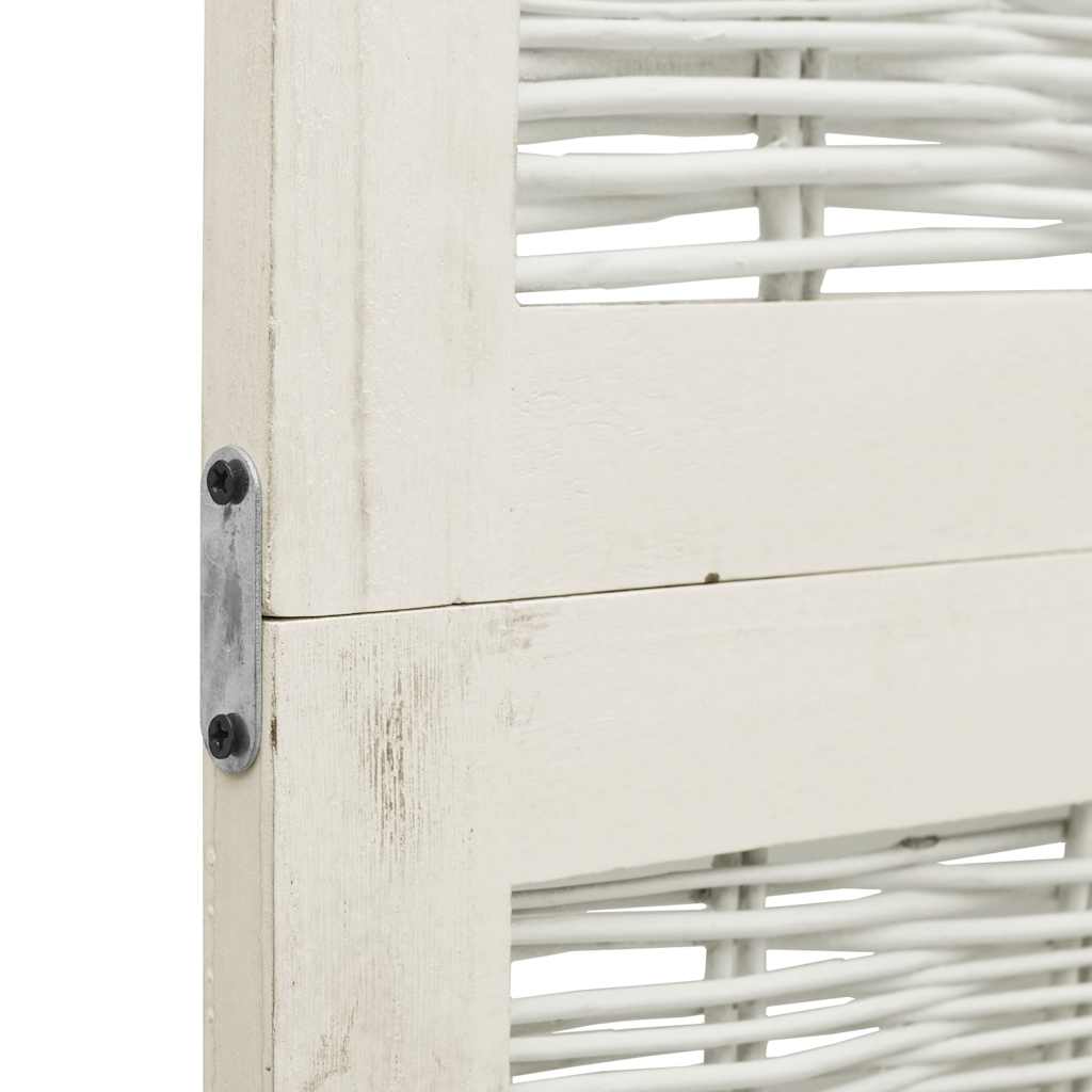 Room Divider 5 Panels White Solid Wood Paulownia