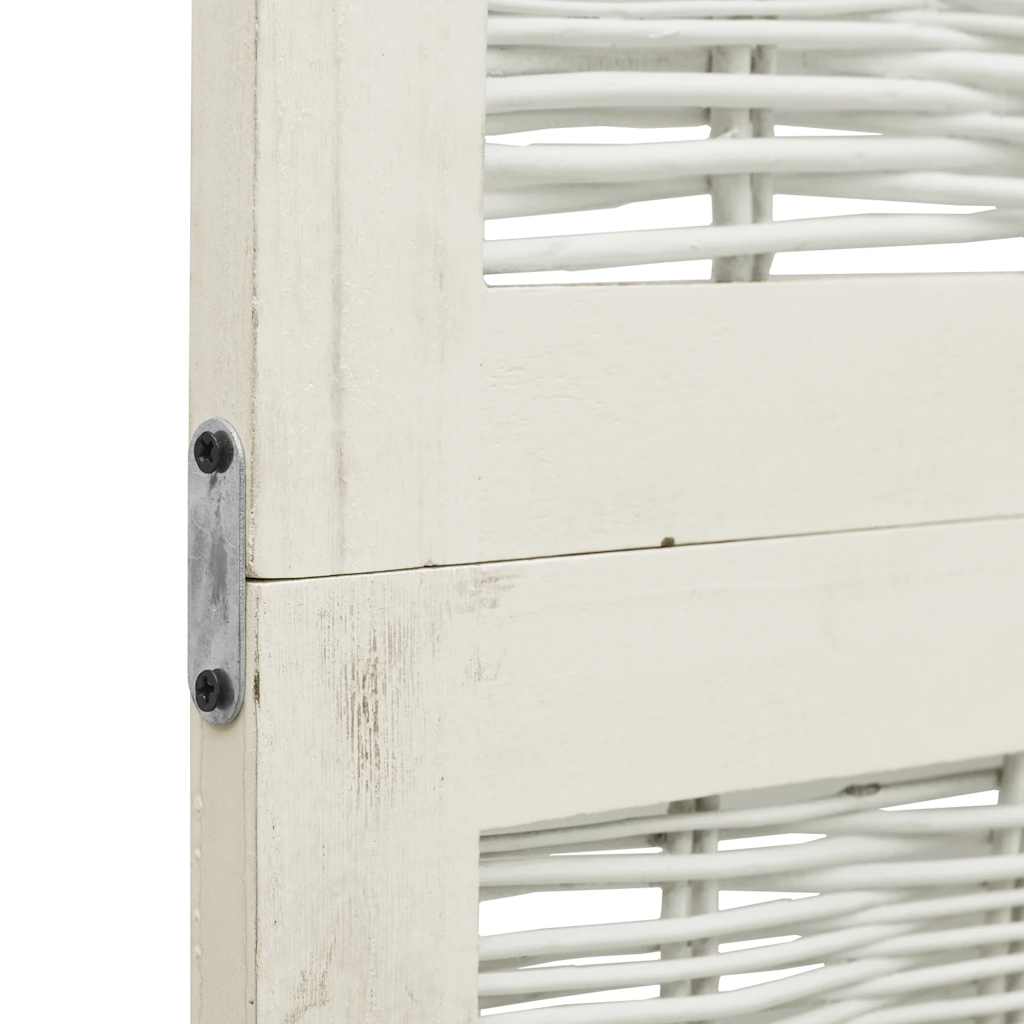 Room Divider 5 Panels White Solid Wood Paulownia