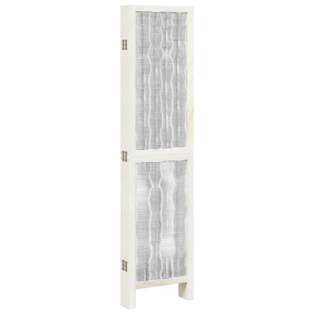 Room Divider 6 Panels White Solid Wood Paulownia