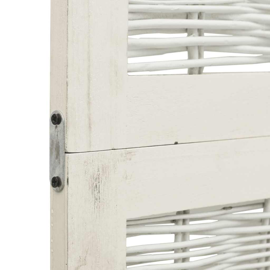 Room Divider 6 Panels White Solid Wood Paulownia