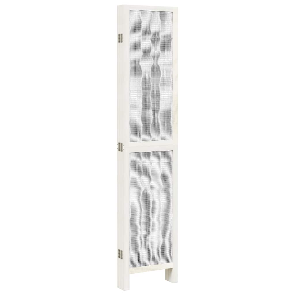 Room Divider 6 Panels White Solid Wood Paulownia