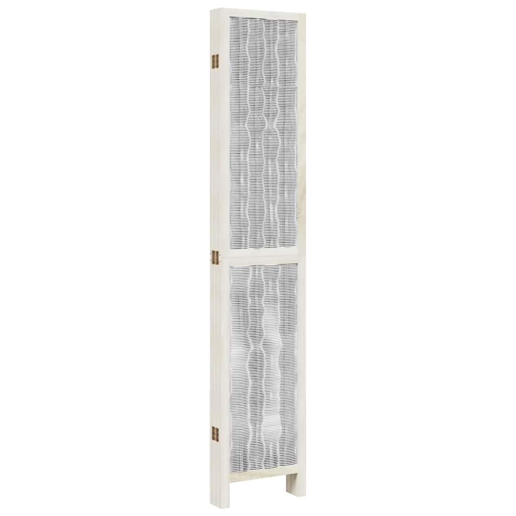 Room Divider 6 Panels White Solid Wood Paulownia