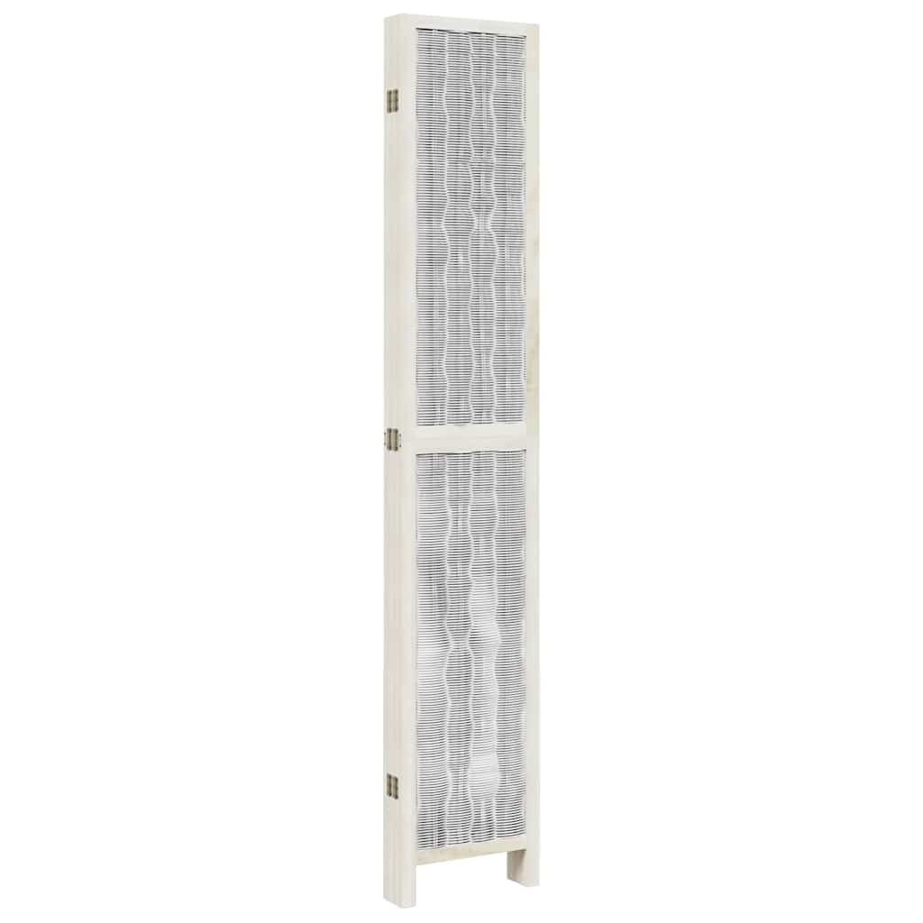 Room Divider 6 Panels White Solid Wood Paulownia