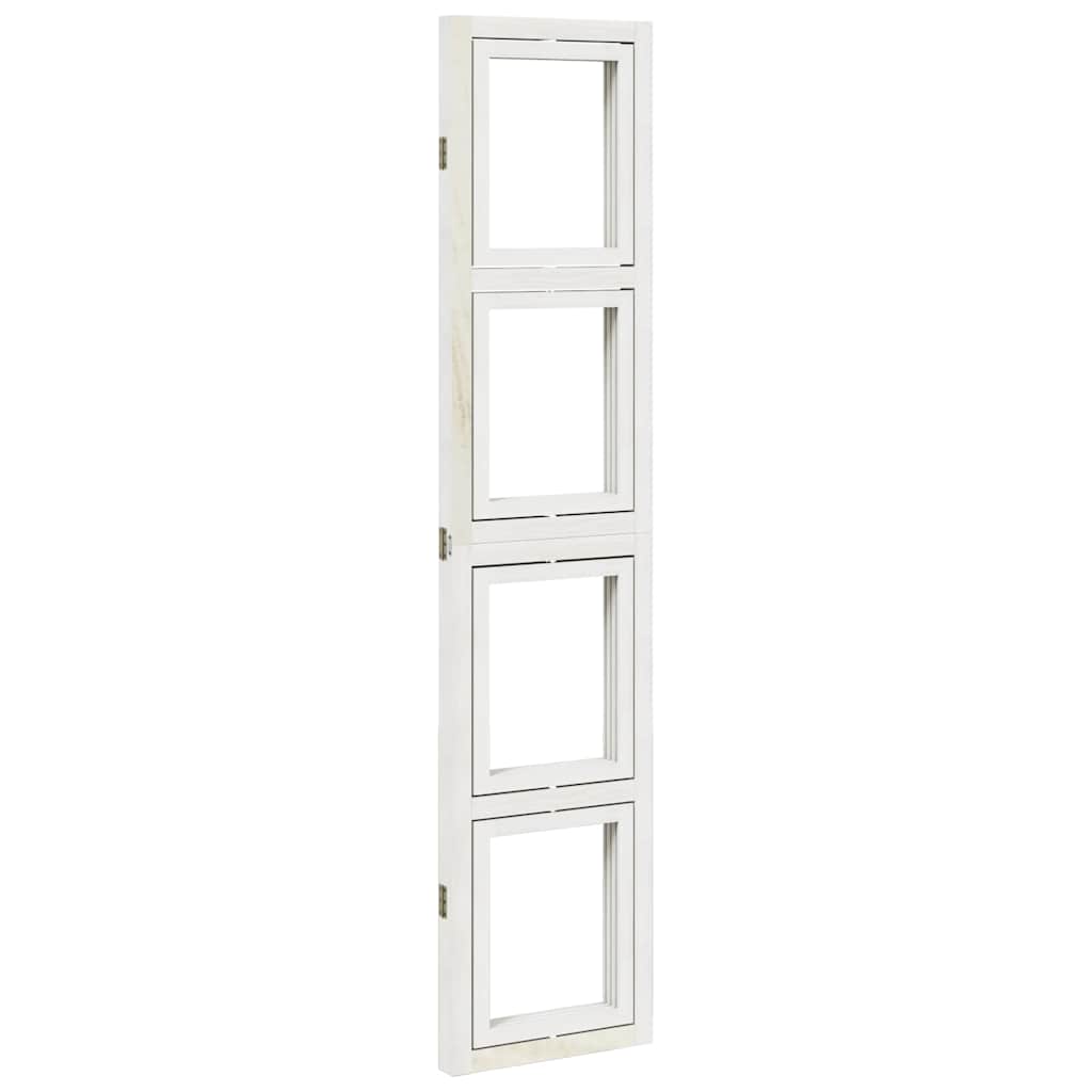 Room Divider 3 Panels White Solid Wood Paulownia
