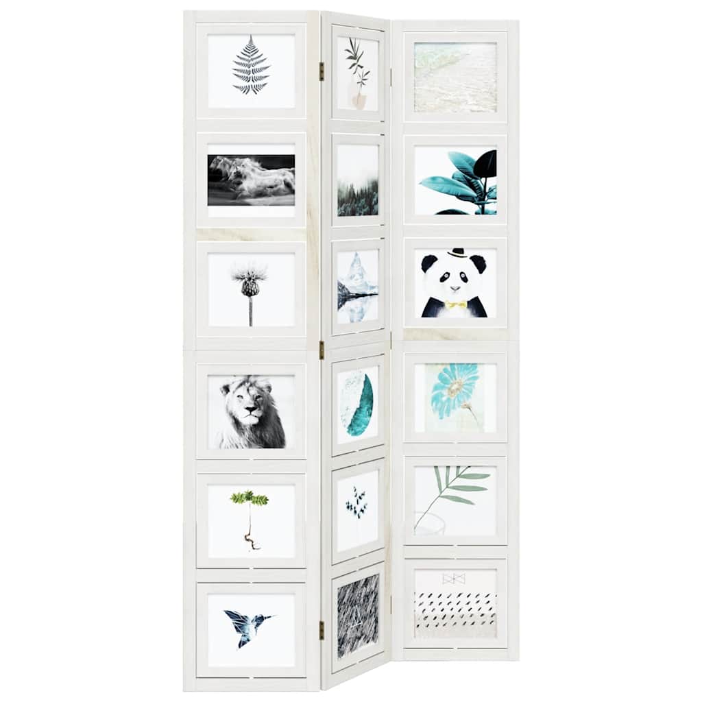 Room Divider 3 Panels White Solid Wood Paulownia