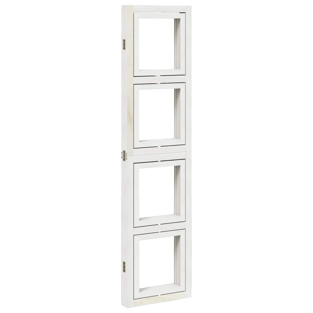 Room Divider 4 Panels White Solid Wood Paulownia