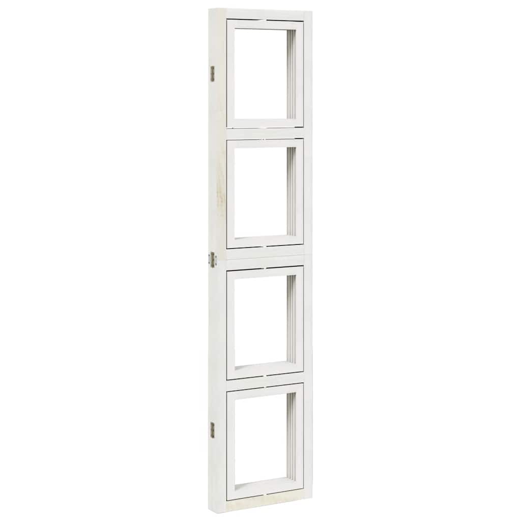 Room Divider 4 Panels White Solid Wood Paulownia