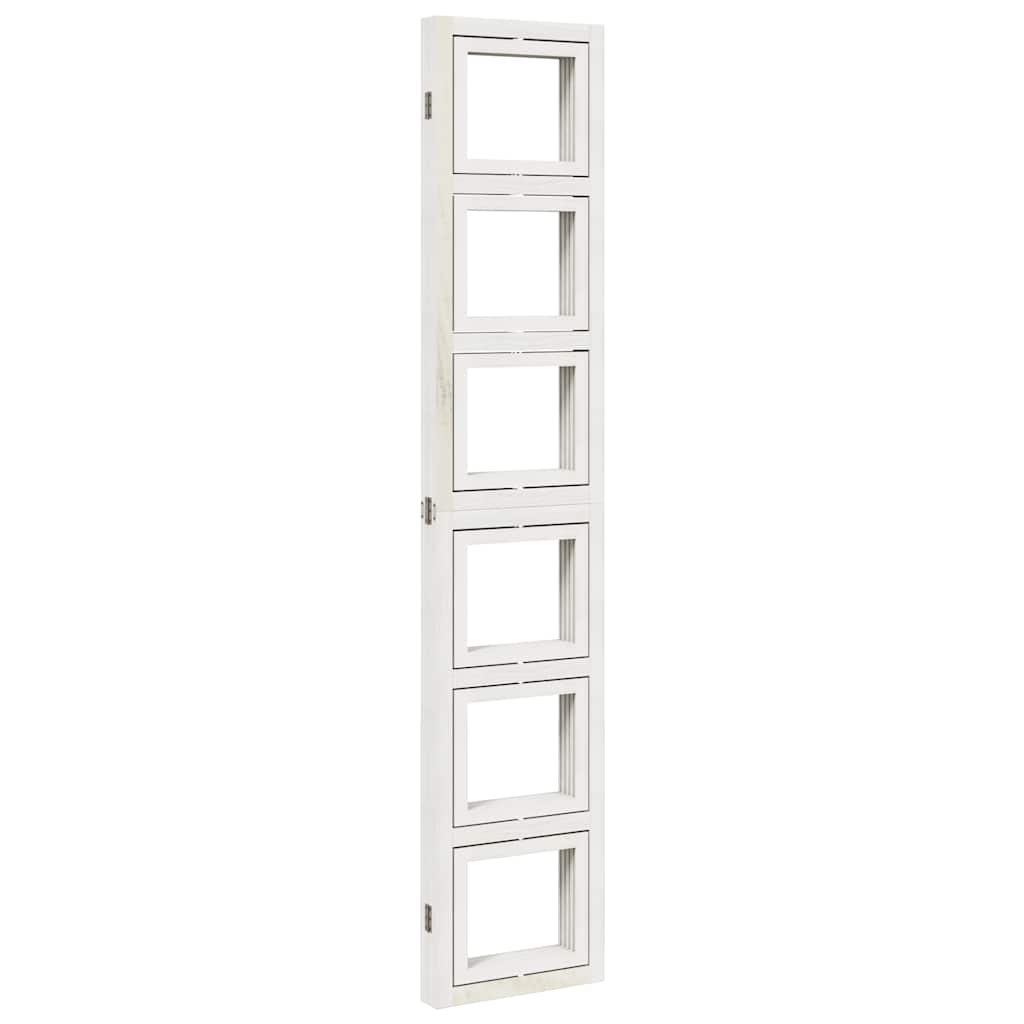 Room Divider 4 Panels White Solid Wood Paulownia