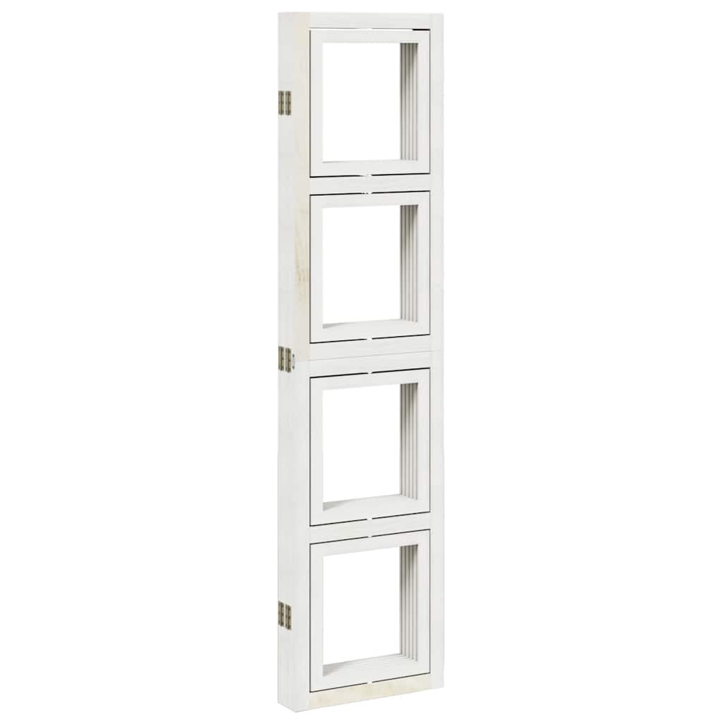Room Divider 5 Panels White Solid Wood Paulownia