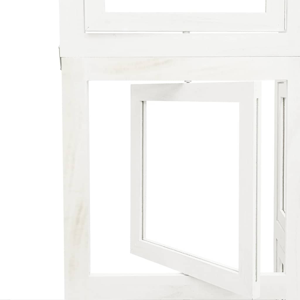 Room Divider 5 Panels White Solid Wood Paulownia