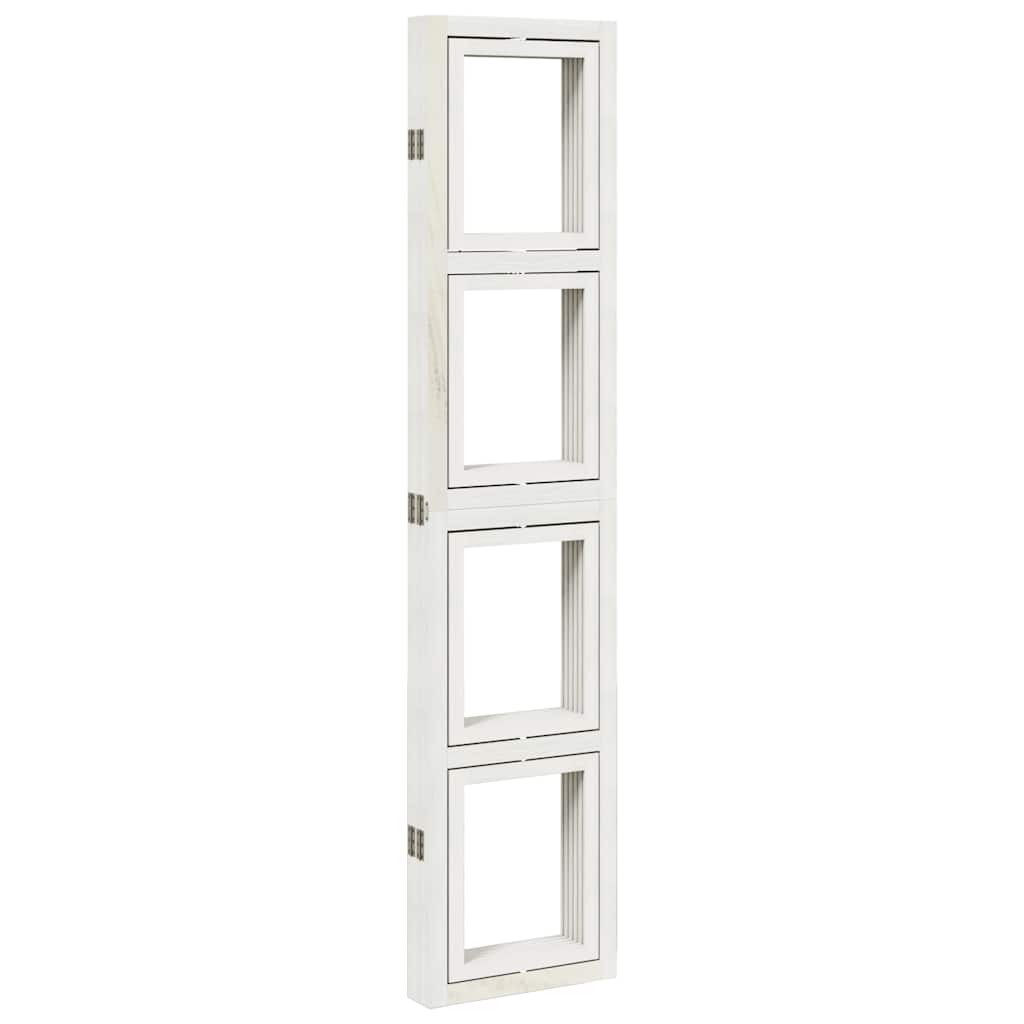 Room Divider 5 Panels White Solid Wood Paulownia