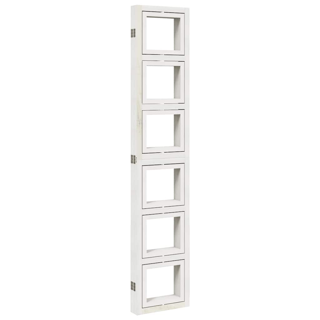 Room Divider 5 Panels White Solid Wood Paulownia