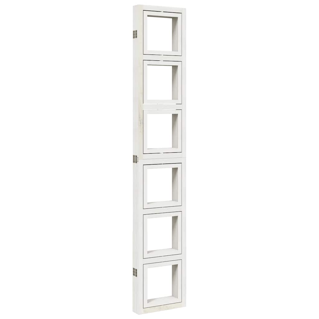 Room Divider 5 Panels White Solid Wood Paulownia