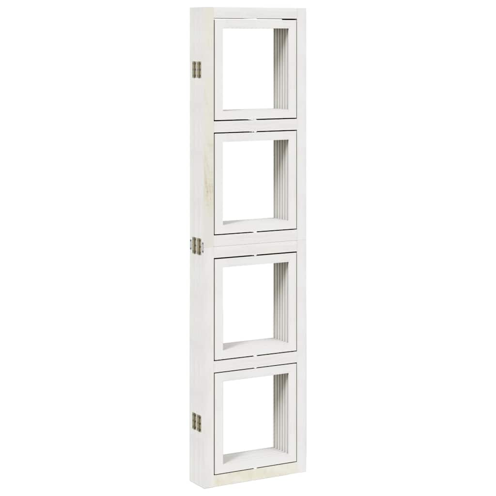 Room Divider 6 Panels White Solid Wood Paulownia