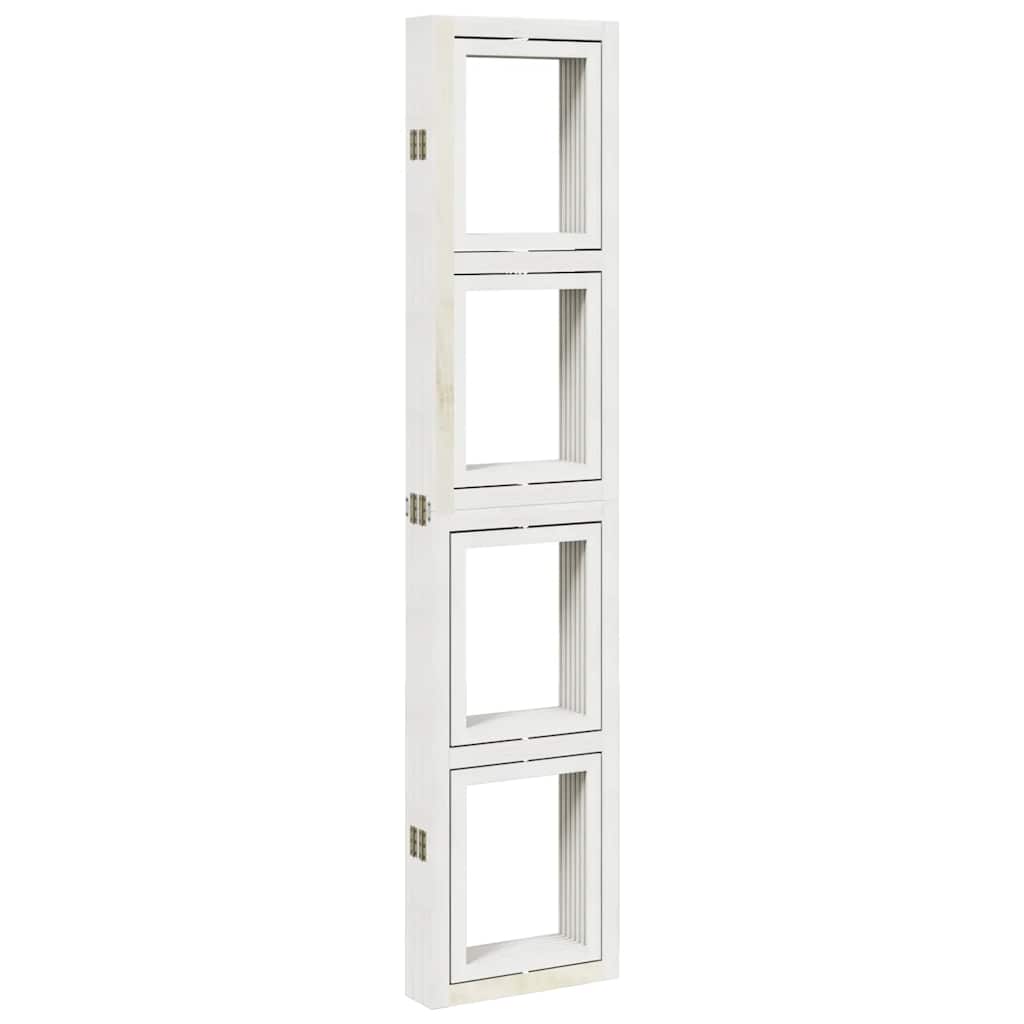 Room Divider 6 Panels White Solid Wood Paulownia