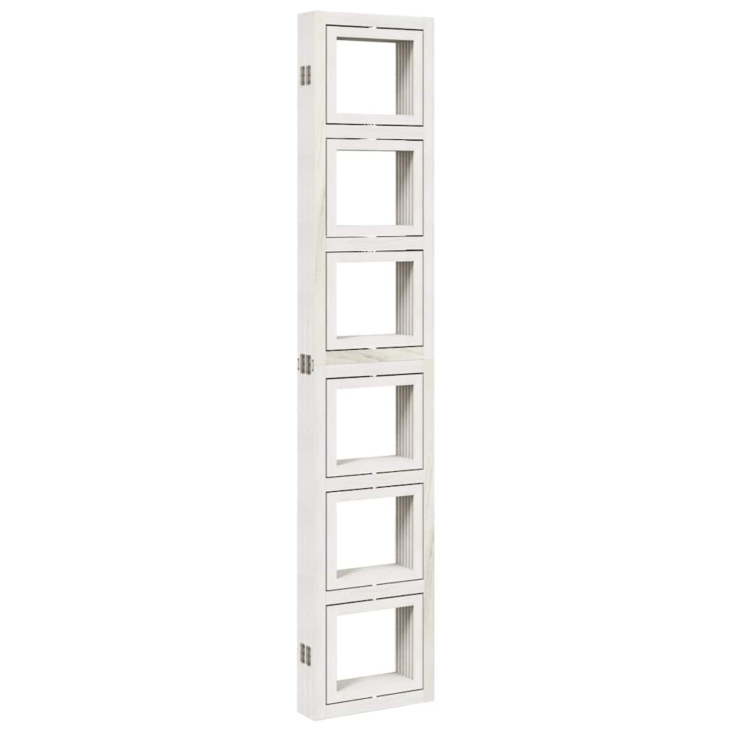 Room Divider 6 Panels White Solid Wood Paulownia