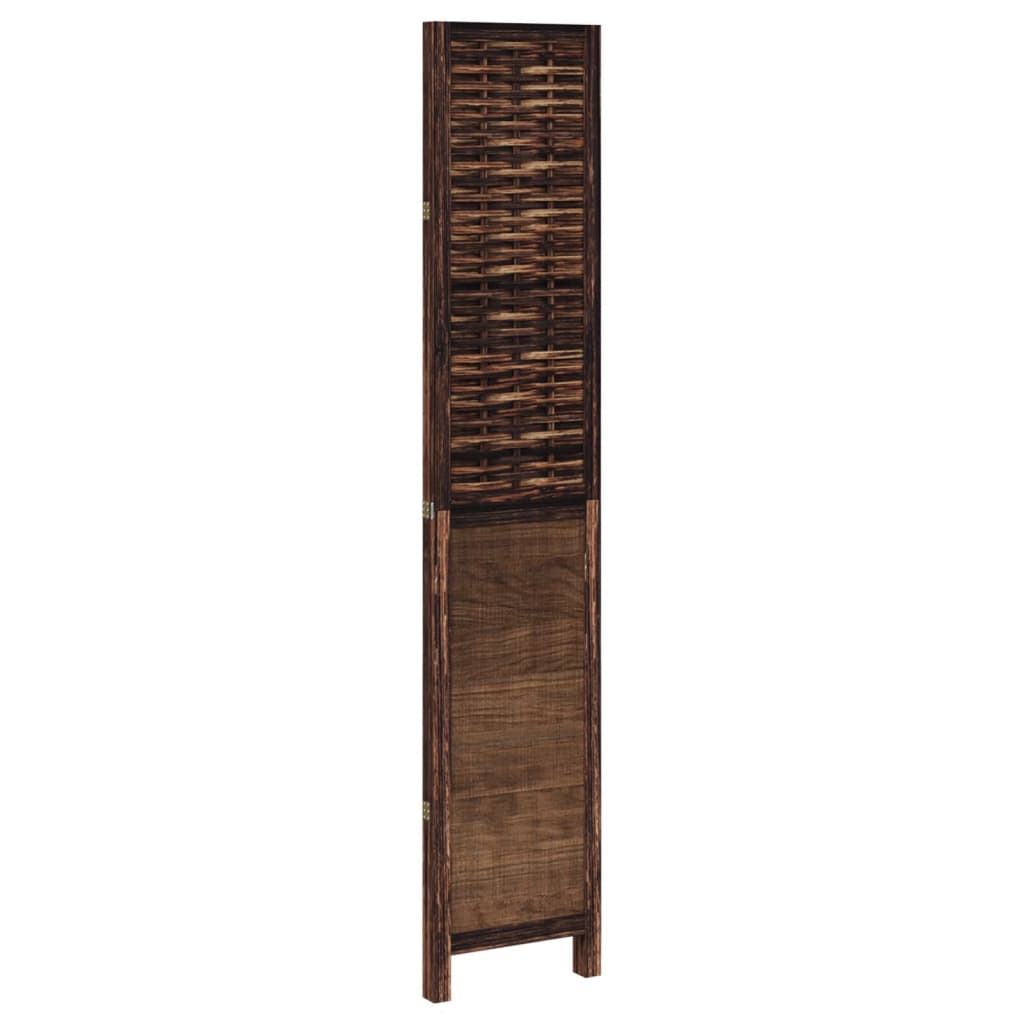 Room Divider 3 Panels Dark Brown Solid Wood Paulownia