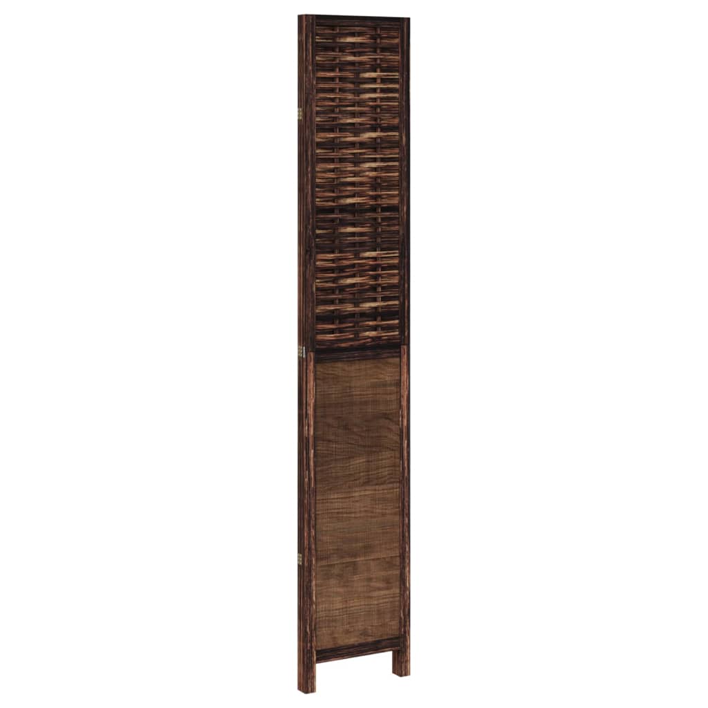 Room Divider 3 Panels Dark Brown Solid Wood Paulownia