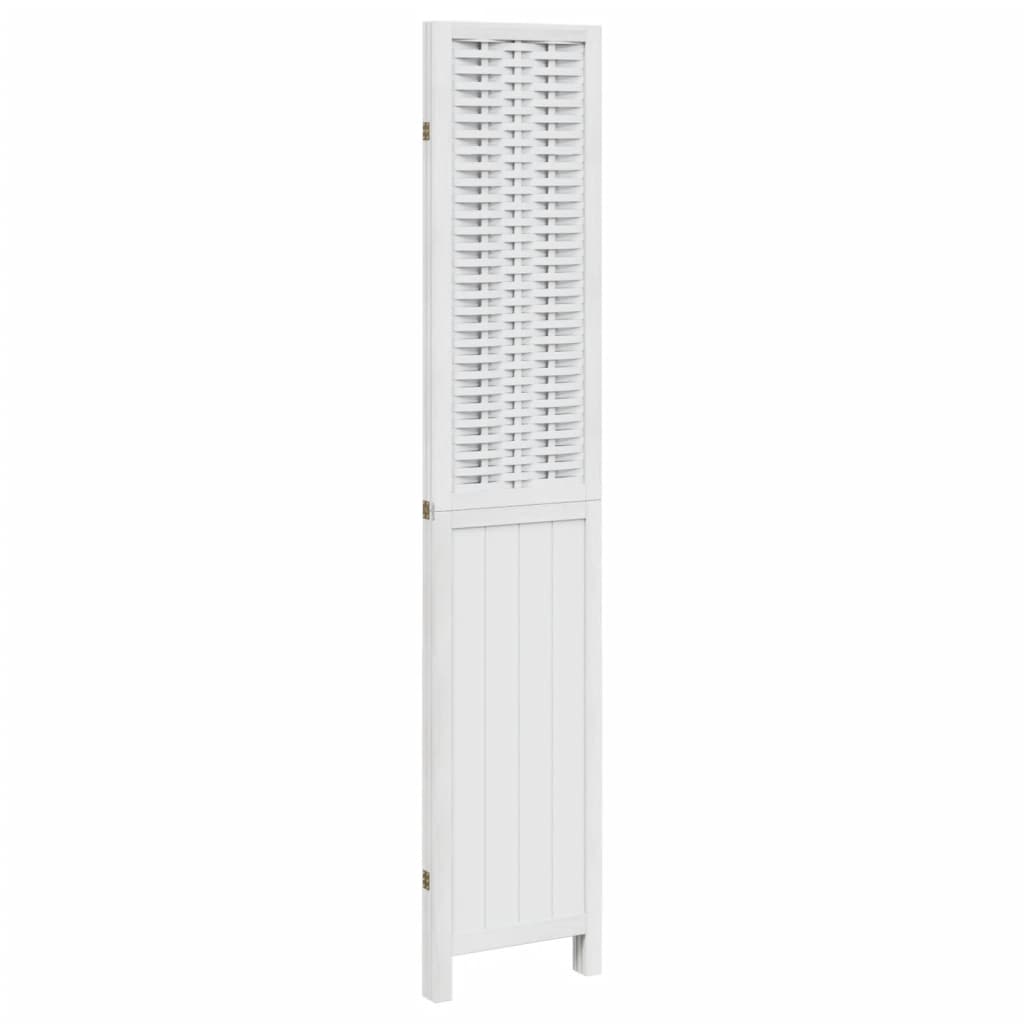Room Divider 3 Panels White Solid Wood Paulownia