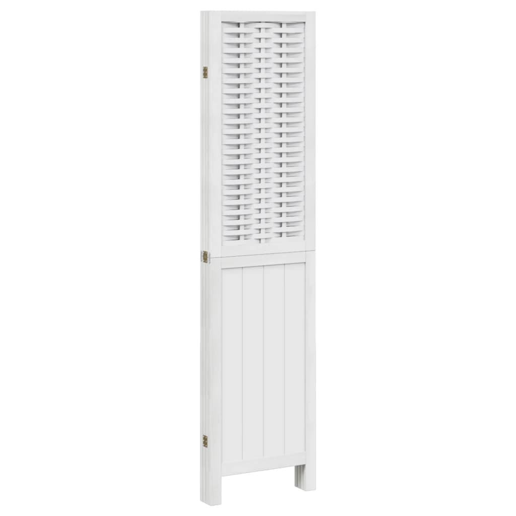 Room Divider 4 Panels White Solid Wood Paulownia
