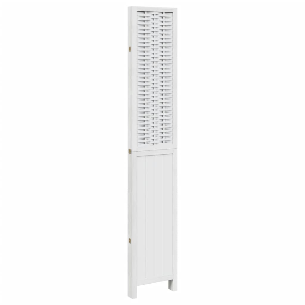 Room Divider 4 Panels White Solid Wood Paulownia