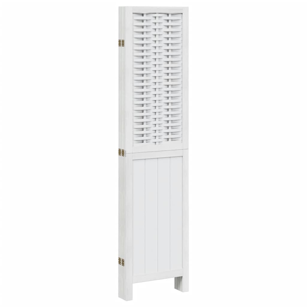 Room Divider 5 Panels White Solid Wood Paulownia