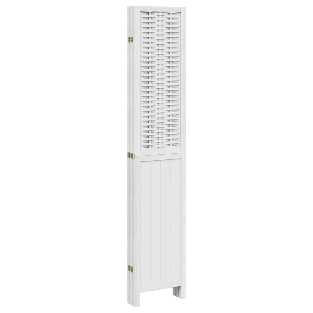 Room Divider 6 Panels White Solid Wood Paulownia
