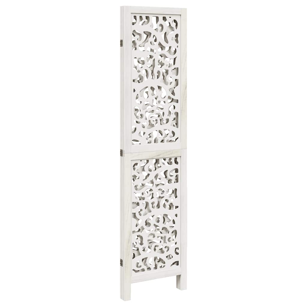 Room Divider 3 Panels White Solid Wood Paulownia