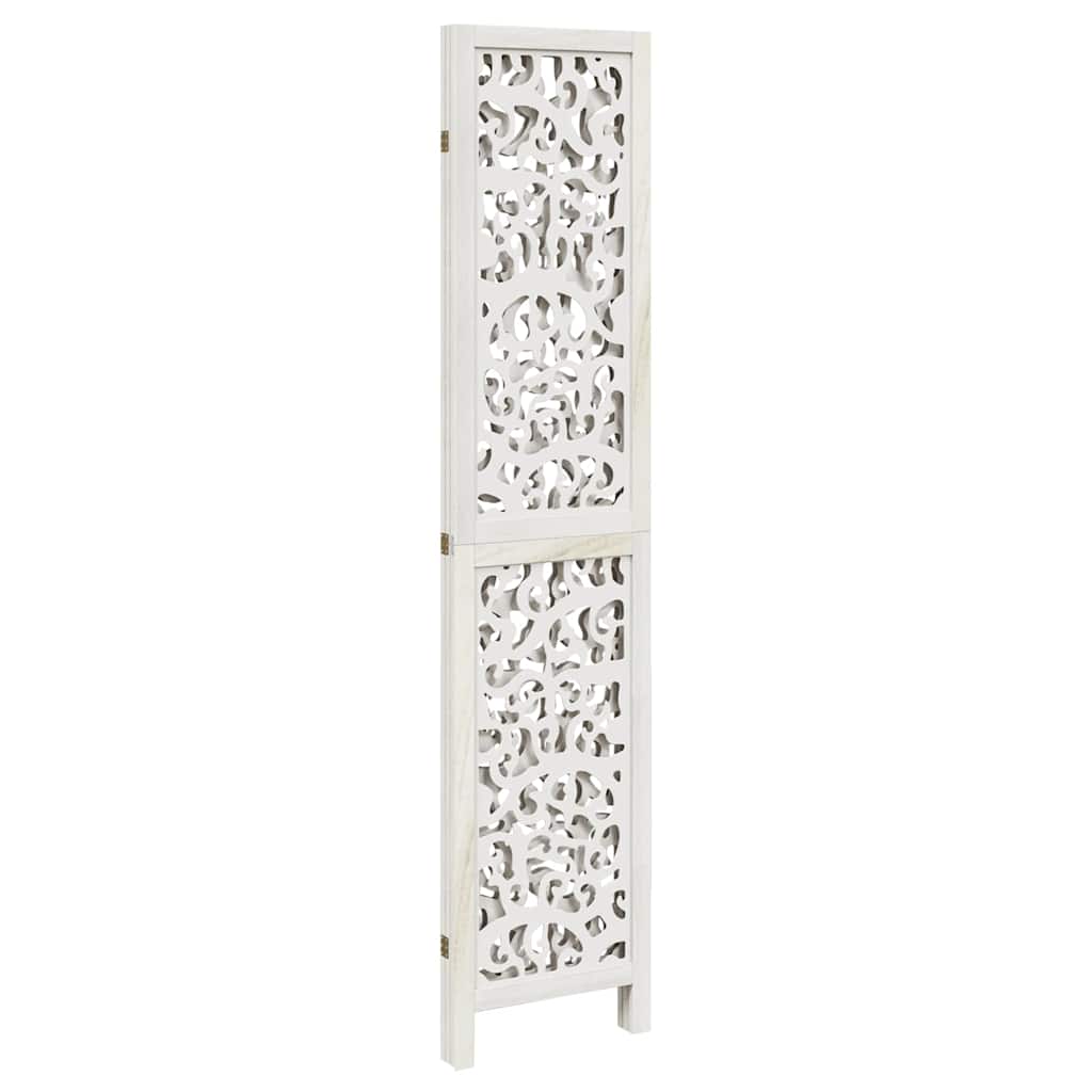 Room Divider 3 Panels White Solid Wood Paulownia