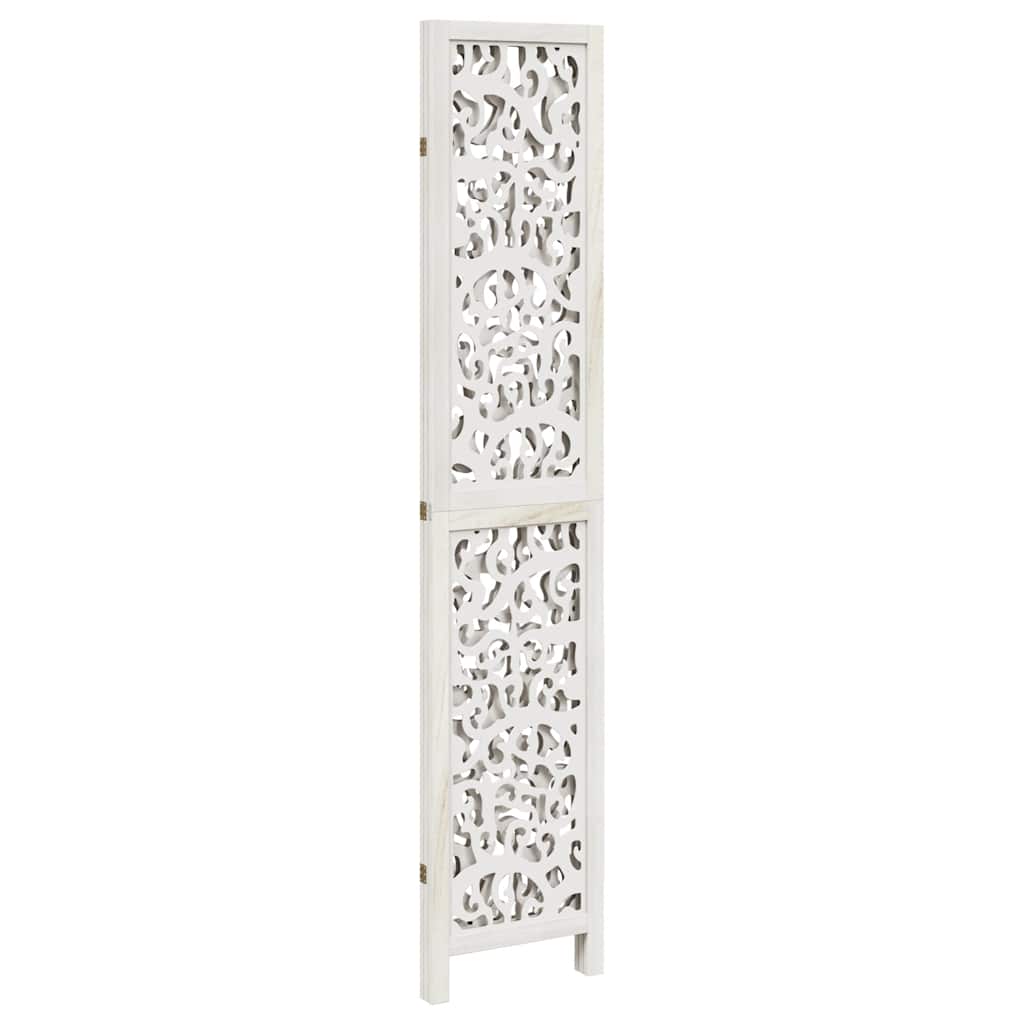Room Divider 3 Panels White Solid Wood Paulownia