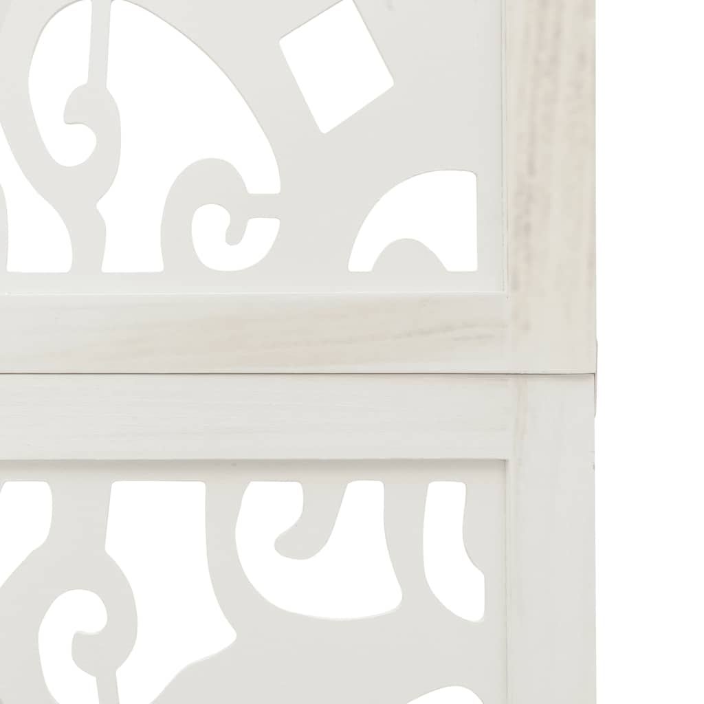 Room Divider 4 Panels White Solid Wood Paulownia