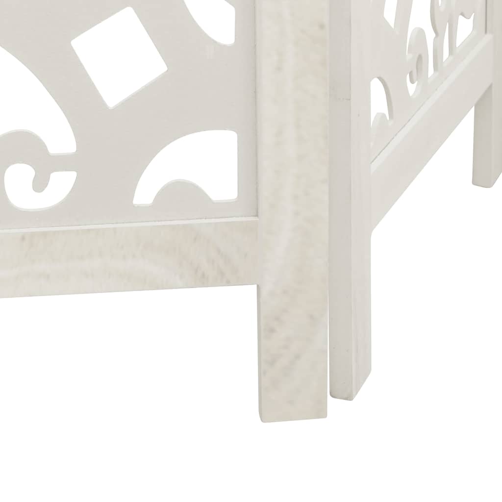 Room Divider 4 Panels White Solid Wood Paulownia